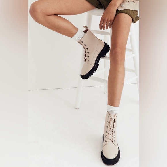 Madewell Rayna Lace-Up Boot in Leather Harvest Moon Sz 8.5 NWOB - Picture 1 of 12